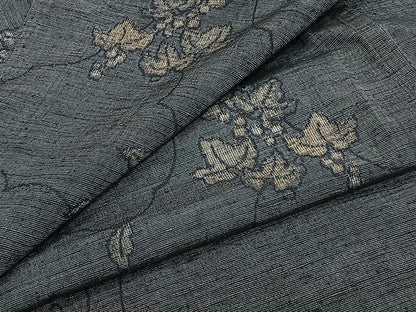 平和屋着物▽上質な紬 単衣 葡萄蔦の葉文 正絹 逸品 CAAW1391xi