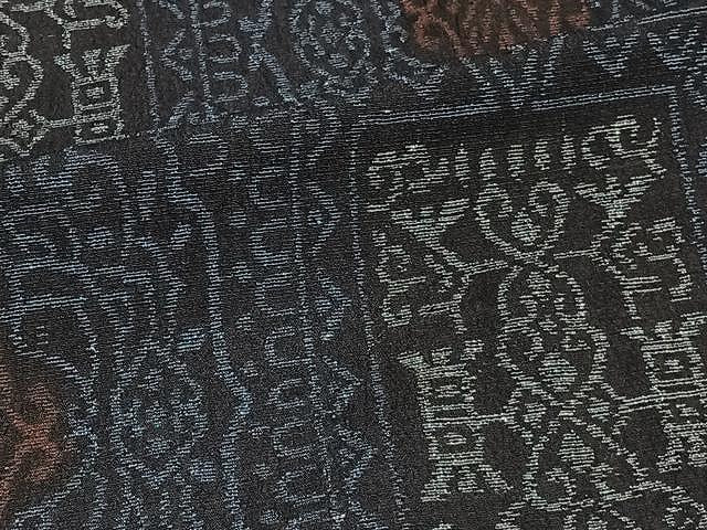 平和屋着物▽結城ちぢみ　単衣　花唐草文　正絹　逸品　CAAW1393xi