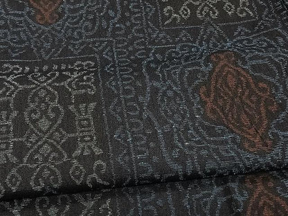 平和屋着物▽結城ちぢみ　単衣　花唐草文　正絹　逸品　CAAW1393xi