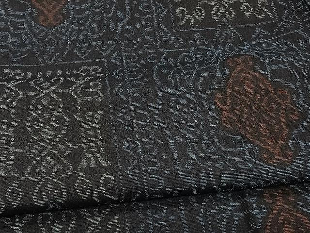 平和屋着物▽結城ちぢみ　単衣　花唐草文　正絹　逸品　CAAW1393xi
