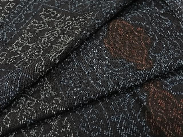 平和屋着物▽結城ちぢみ　単衣　花唐草文　正絹　逸品　CAAW1393xi