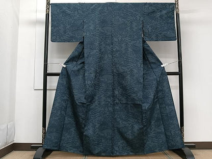 平和屋着物▽上質な紬 単衣 風景文 正絹 逸品 CAAW1395xi