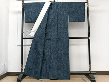 平和屋着物▽上質な紬 単衣 風景文 正絹 逸品 CAAW1395xi