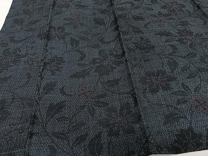 平和屋着物▽上質な紬　単衣　更紗花唐草文　正絹　逸品　CAAW1396xi
