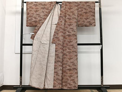平和屋着物▽上質な小紋 単衣 霞文 正絹 逸品 CAAW1398xi