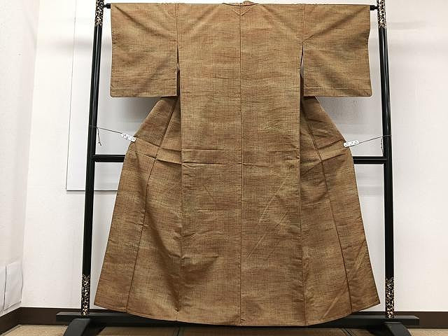 平和屋着物▽上質な紬 単衣 霞文 正絹 逸品 CAAW1399xi
