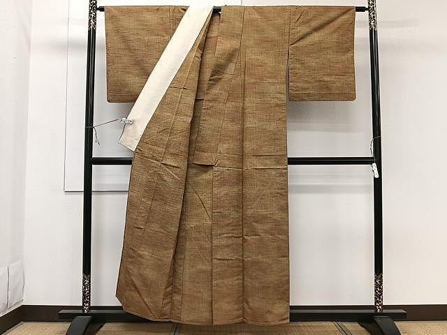平和屋着物▽上質な紬 単衣 霞文 正絹 逸品 CAAW1399xi