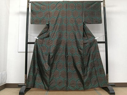 平和屋着物■上質な紬　亀甲花文　正絹　逸品　CAAW1519xi