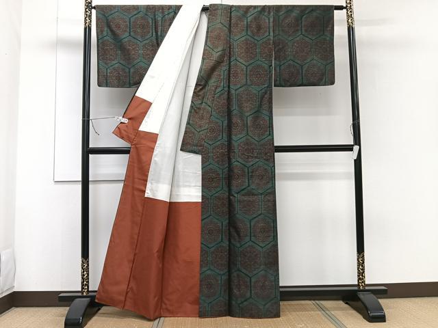 平和屋着物■上質な紬　亀甲花文　正絹　逸品　CAAW1519xi