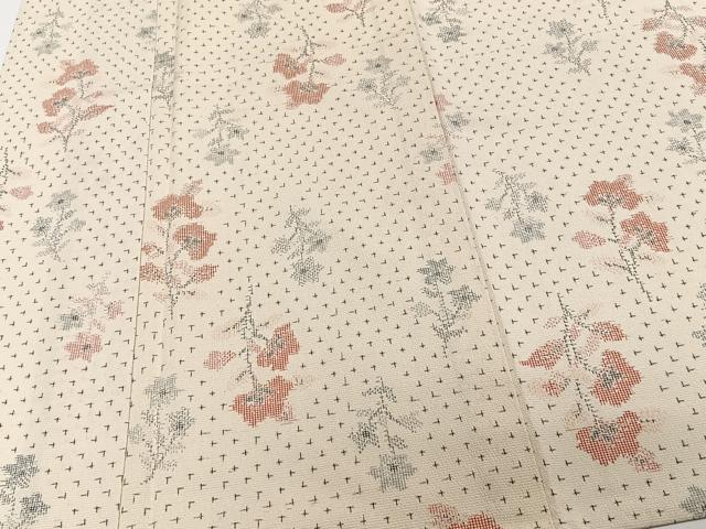平和屋着物▽本塩沢 単衣 草花文 正絹 逸品 未使用 CAAW1527xi