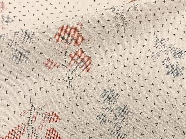 平和屋着物▽本塩沢 単衣 草花文 正絹 逸品 未使用 CAAW1527xi