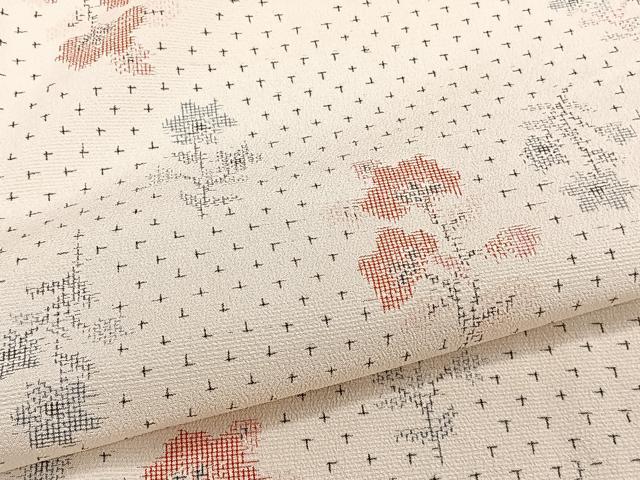 平和屋着物▽本塩沢 単衣 草花文 正絹 逸品 未使用 CAAW1527xi