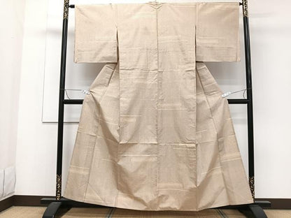 平和屋着物▽上質な紬 単衣 幾何学文 正絹 逸品 CAAW1528xi