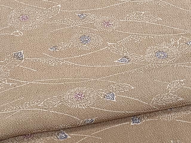平和屋着物▽上質な小紋 単衣 型染め 草花文 鬼しぼ縮緬 正絹 逸品 CAAW1529xi