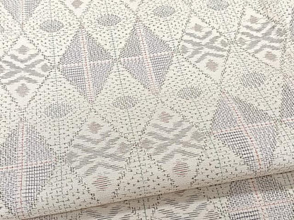 平和屋着物▽上質なお召 単衣 幾何学文 正絹 逸品 CAAW1530xi
