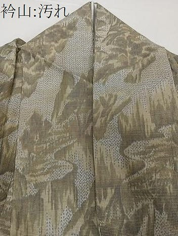 平和屋着物▽上質な紬 単衣 風景文 正絹 逸品 CAAW1531xi