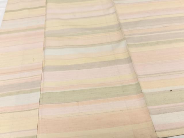 平和屋着物▽紅花紬　米沢　訪問着　単衣　霞文　正絹　逸品　CAAW1532xi