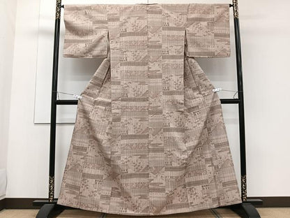 平和屋着物▽上質な紬 単衣 風景文 正絹 逸品 CAAW1534xi