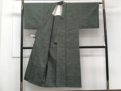 平和屋着物▽男性 紬 単衣 アンサンブル 革色 正絹 逸品 CAAW1536xi