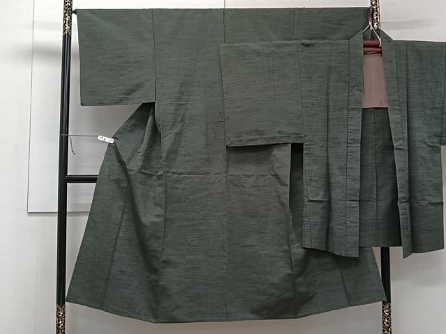 平和屋着物▽男性 紬 単衣 アンサンブル 革色 正絹 逸品 CAAW1536xi