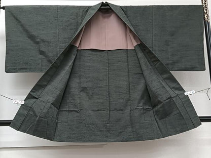 平和屋着物▽男性 紬 単衣 アンサンブル 革色 正絹 逸品 CAAW1536xi