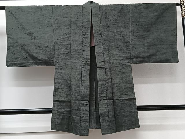 平和屋着物▽男性 紬 単衣 アンサンブル 革色 正絹 逸品 CAAW1536xi