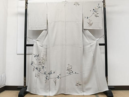 平和屋着物▽訪問着 単衣 刺繍 草花文 金彩 正絹 逸品 CAAW1537xi