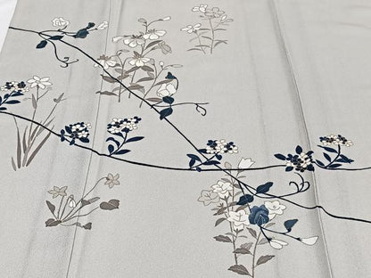 平和屋着物▽訪問着 単衣 刺繍 草花文 金彩 正絹 逸品 CAAW1537xi