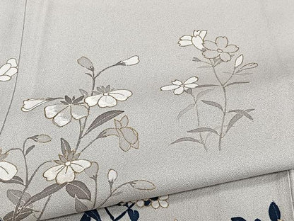 平和屋着物▽訪問着 単衣 刺繍 草花文 金彩 正絹 逸品 CAAW1537xi