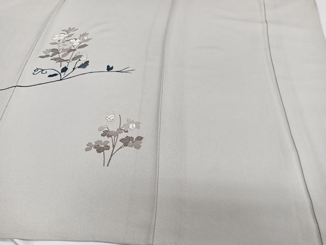 平和屋着物▽訪問着 単衣 刺繍 草花文 金彩 正絹 逸品 CAAW1537xi