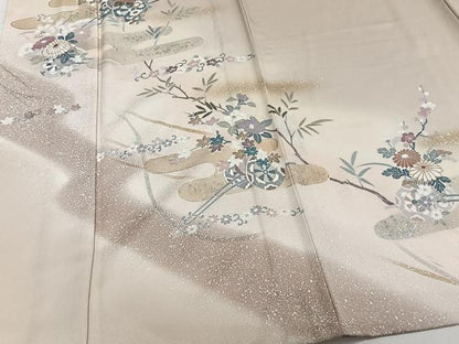 平和屋着物▽訪問着　単衣　花車文　暈し染め　金彩　正絹　逸品　未使用　CAAW1538xi