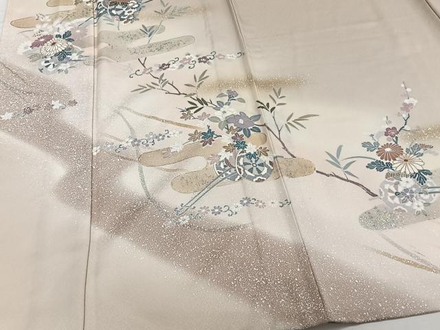 平和屋着物▽訪問着　単衣　花車文　暈し染め　金彩　正絹　逸品　未使用　CAAW1538xi