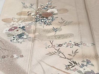 平和屋着物▽訪問着　単衣　花車文　暈し染め　金彩　正絹　逸品　未使用　CAAW1538xi