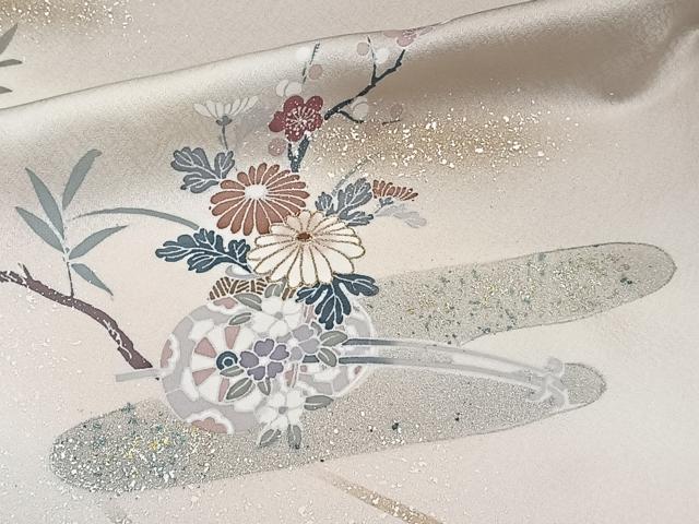 平和屋着物▽訪問着　単衣　花車文　暈し染め　金彩　正絹　逸品　未使用　CAAW1538xi