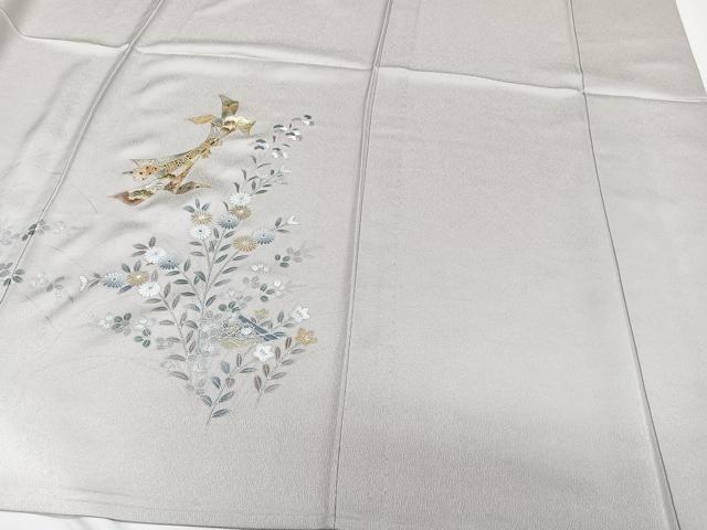 平和屋着物▽訪問着 単衣 駒刺繍 束ね熨斗草花文 暈し染め 金銀彩 正絹 逸品 CAAW1539xi