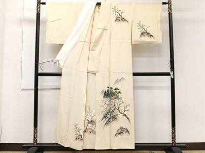 平和屋着物▽訪問着　単衣　作家物　手描き　風景文　正絹　逸品　CAAW1540xi