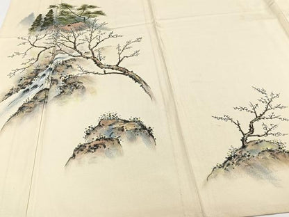 平和屋着物▽訪問着　単衣　作家物　手描き　風景文　正絹　逸品　CAAW1540xi