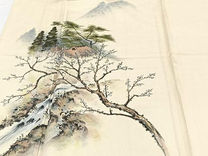平和屋着物▽訪問着　単衣　作家物　手描き　風景文　正絹　逸品　CAAW1540xi
