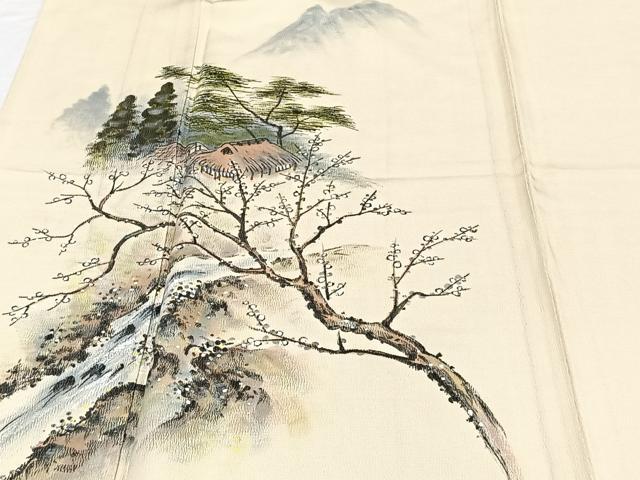 平和屋着物▽訪問着　単衣　作家物　手描き　風景文　正絹　逸品　CAAW1540xi