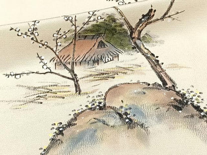 平和屋着物▽訪問着　単衣　作家物　手描き　風景文　正絹　逸品　CAAW1540xi