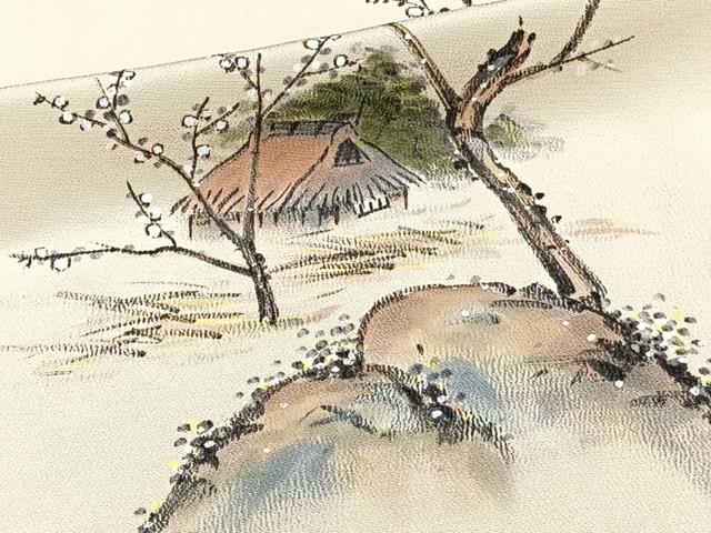 平和屋着物▽訪問着　単衣　作家物　手描き　風景文　正絹　逸品　CAAW1540xi