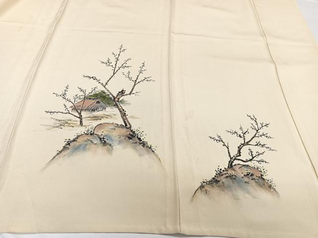 平和屋着物▽訪問着　単衣　作家物　手描き　風景文　正絹　逸品　CAAW1540xi