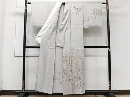 平和屋着物▽訪問着 単衣 絞り 草花文 金彩 正絹 逸品 CAAW1542xi