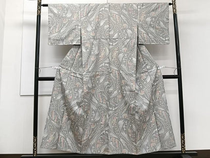 平和屋着物▽上質な紬 単衣 抽象文 正絹 逸品 未使用 CAAW1543xi