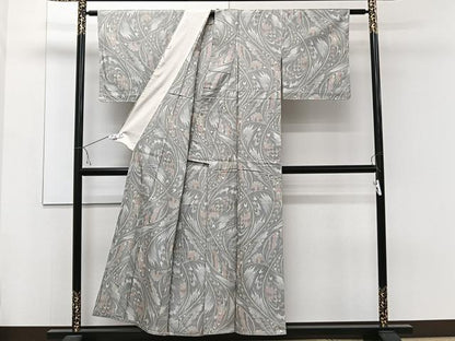 平和屋着物▽上質な紬 単衣 抽象文 正絹 逸品 未使用 CAAW1543xi
