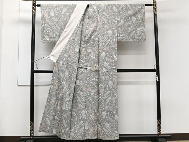 平和屋着物▽上質な紬 単衣 抽象文 正絹 逸品 未使用 CAAW1543xi