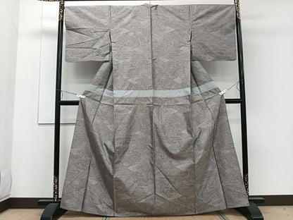 平和屋着物▽本場大島紬 草木色泥染 単衣 風景花文 大山謹製 証紙付き 正絹 逸品 CAAW1545xi