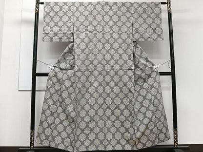 平和屋着物▽上質な紬 単衣 舞花文 正絹 逸品 CAAW1546xi