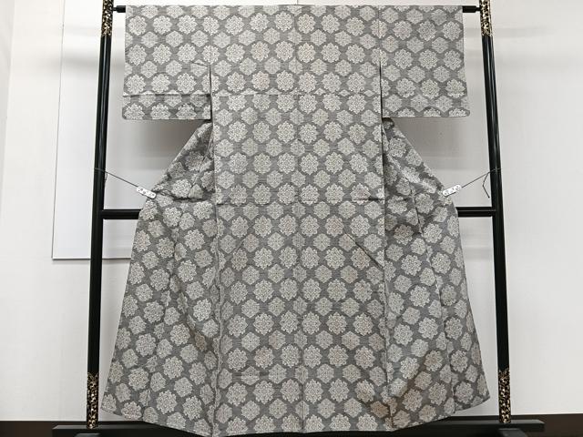 平和屋着物▽上質な紬 単衣 舞花文 正絹 逸品 CAAW1546xi
