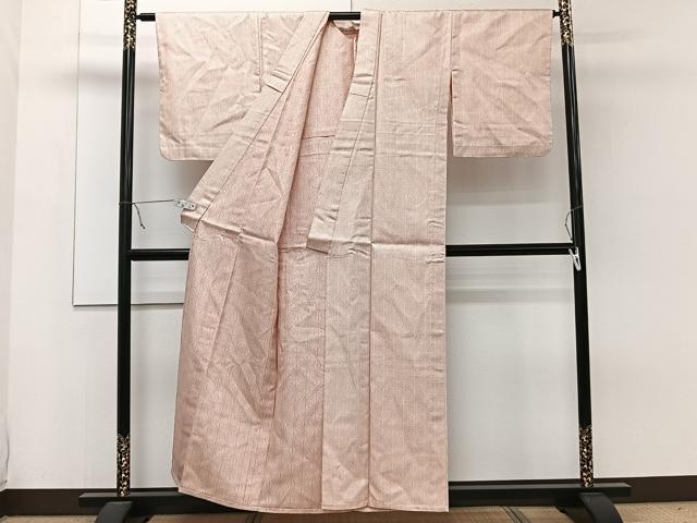 平和屋着物▽上質な紬 単衣 麻の葉文 正絹 逸品 CAAW1548xi